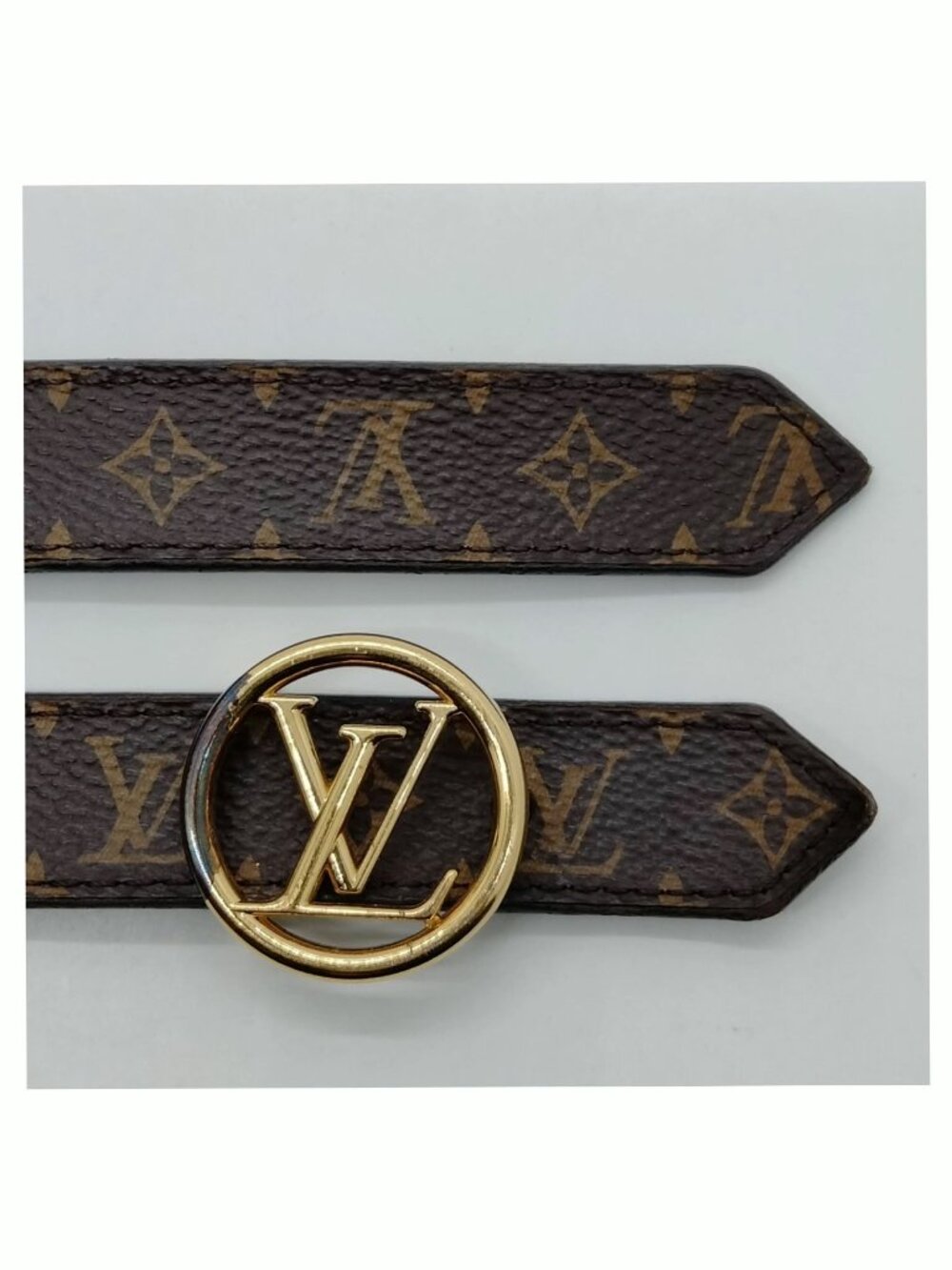 Authentic Louis Vuitton LV Circle Belt Monogram Canvas Gold Buckle Brown - Picture 7 of 10